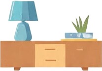 a table with a lamp and a lamp on it.jpg